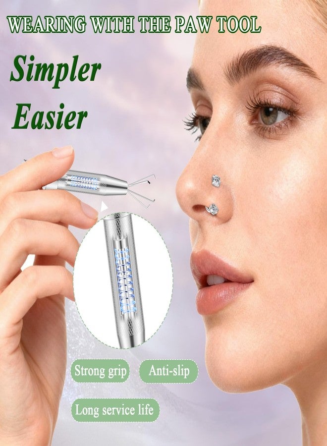 AMASIS 20G Horseshoe Nose Rings Studs,Surgical Steel Nose Ring White Cubic Zirconia Nose Piercing,Internally Threaded Nose Rings For Women,White Zirconia and Opal - Image 4